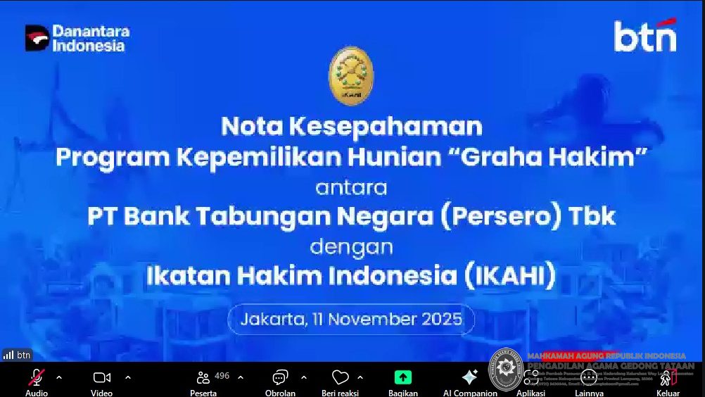 PA Gedong Tataan Dukung Program "Graha Hakim" : Ikuti MoU IKAHI - BTN Secara Daring