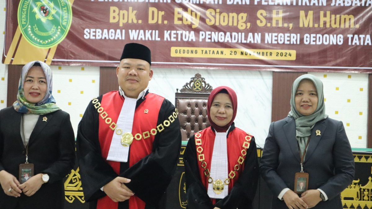 PA Gedong Tataan menjadi Saksi Pengambilan Sumpah Jabatan dan Pelantikan Ketua PN Gedong Tataan