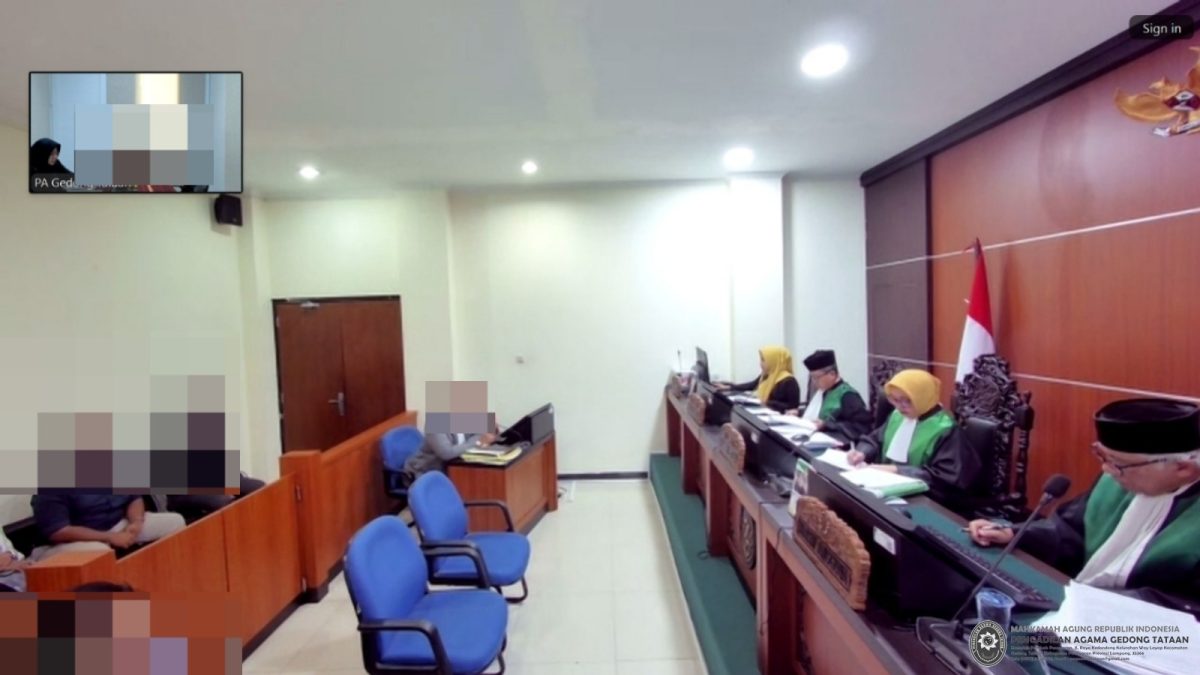 Persidangan Pemeriksaan Saksi dengan Teleconference di Pengadilan Agama Gedong Tataan